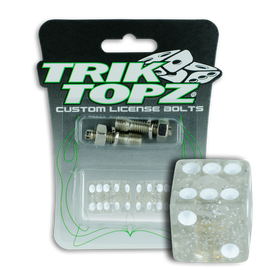 Dice License Bolt Clear Glitter